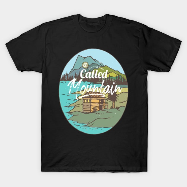 Outdoors Mountain Hiking Beautiful Colorful Cartoon Cabin T-Shirt by MrWatanabe